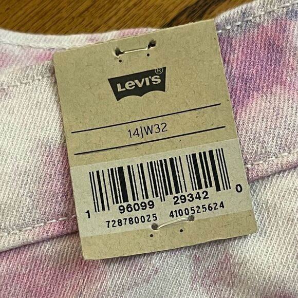 Levi’s High Rise Shorts White, Purple/Lavender & Pink Tie Dye Size 14/32 Denim - Picture 5 of 8
